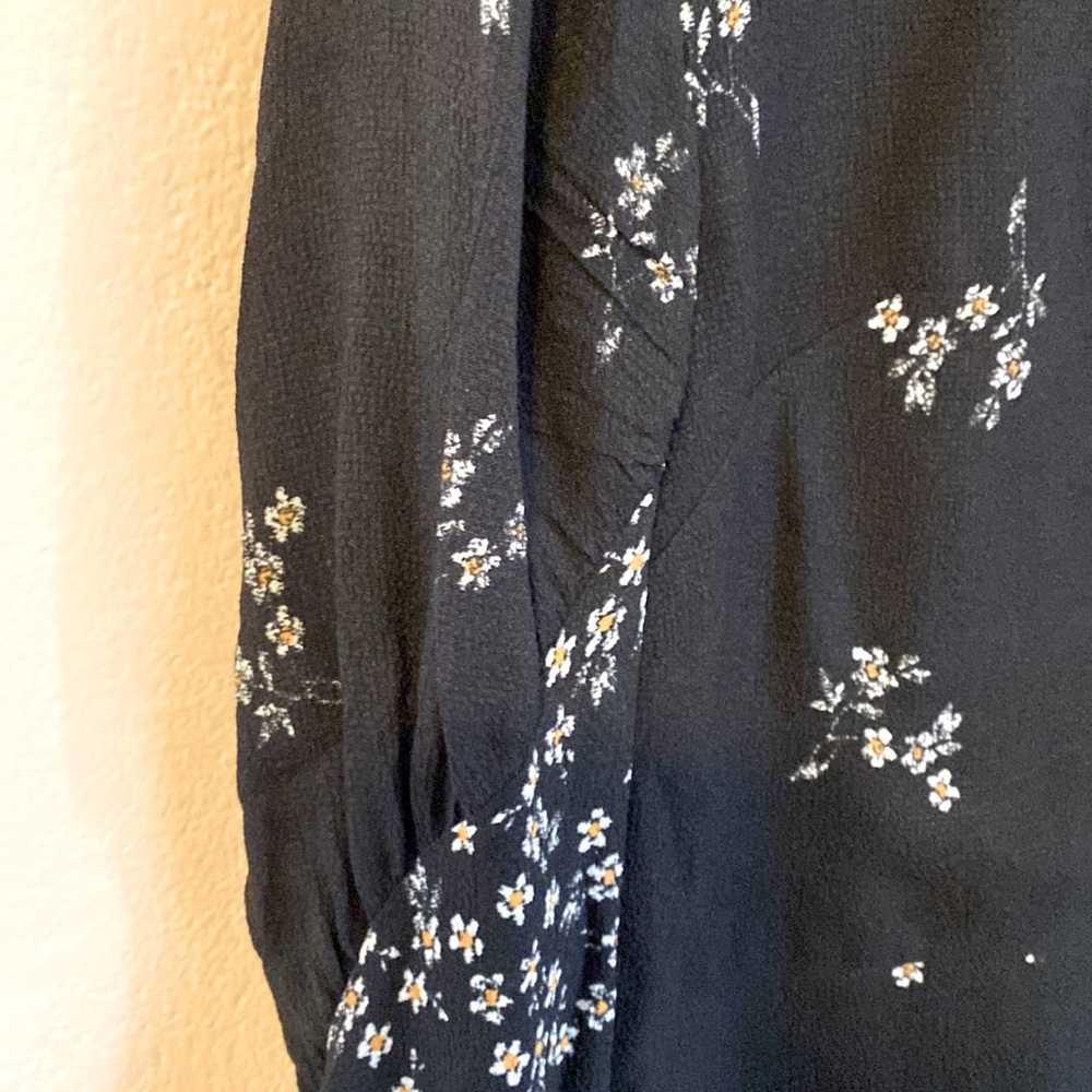 Tibi Florence black ruched sleeve fit flare floral short dress size 10 - Picture 7 of 13